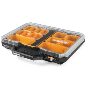 Caixa Organizadora Baixa Stacktech TB-B1-O-10 com Compartimentos Removíveis TOUGHBUILT BRASIL Caixa Organizadora Baixa Stacktech TB-B1-O-10 Tampa Transparente TOUGHBUILT BRASIL