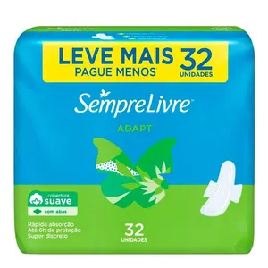 Absorvente Externo SempreLivre Adapt Cobertura Suave 32 Unidades