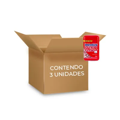 Mentos Kiss Potão Morango contendo 3 unidades de 105g cada
