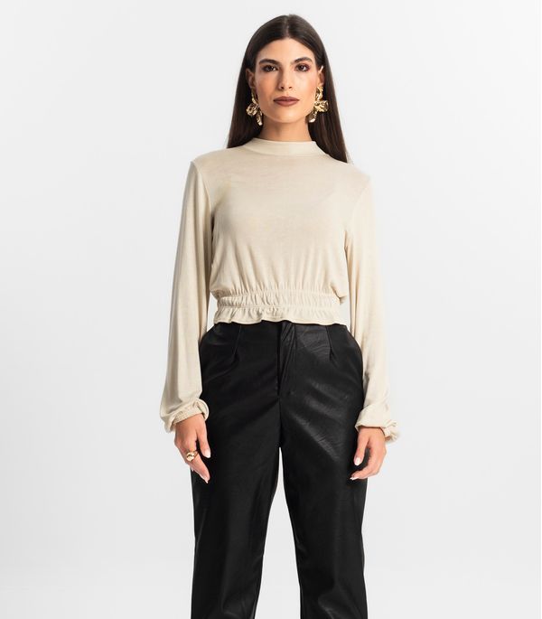 Blusa Feminina Tricot Manga Longa Endless Bege GG