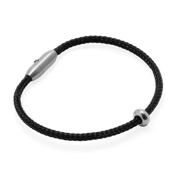 Pulseira Kromo de Cabo de Aço Preto Preta GG
