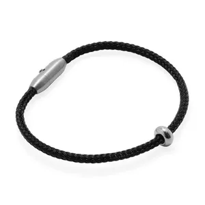 Pulseira Kromo de Cabo de Aço Preto Preta GG