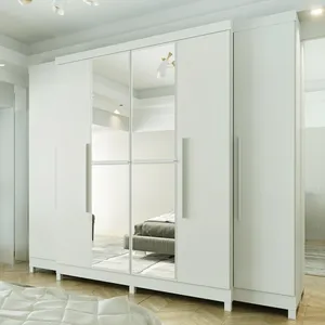 Guarda Roupa Imperial 6 Portas 6 Gavetas em MDP com espelho e Pés Branco