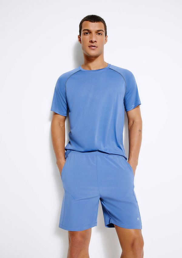 Bermuda Esportiva Masculina Com Recorte - Azul G