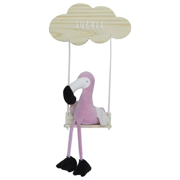 Porta Maternidade Nuvem Balança com Flamingo