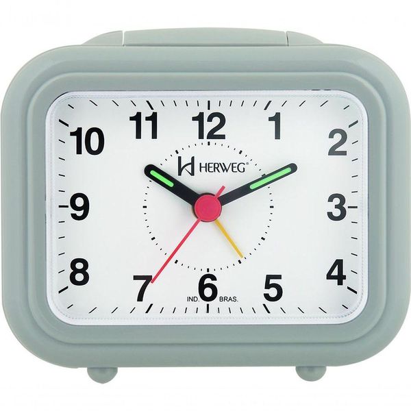 Relógio Despertador Quartz Luz Soneca Snooze Cinza - Cinza