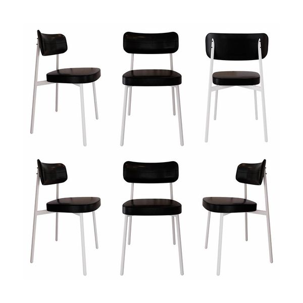 Conjunto com 6 Cadeiras Alloa Revestimento Sintético Preto e Branco