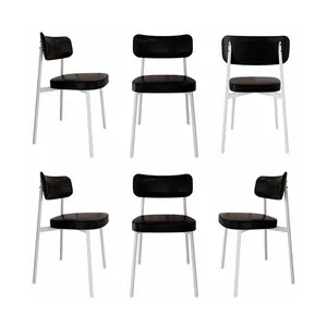 Conjunto com 6 Cadeiras Alloa Revestimento Sintético Preto e Branco