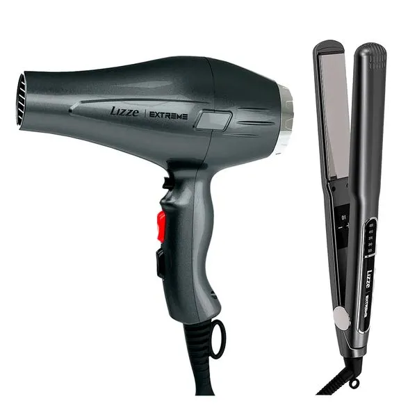 Kit Secador Profissional Lizze Extreme 2400W 127V E Prancha Profissional Lizze Extreme 250C 127V