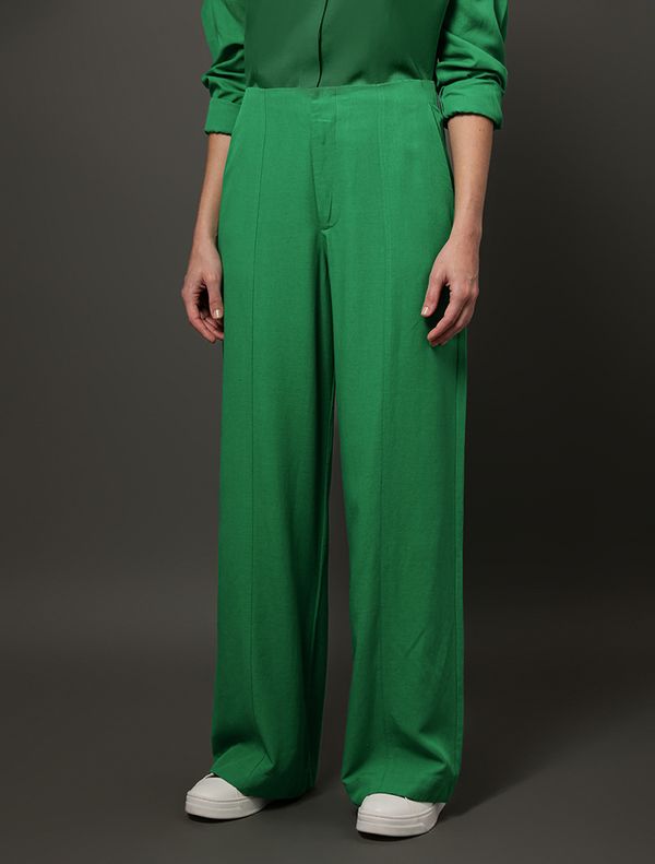 Calça Feminina Linho Misto Calvin Klein Jeans - Verde Médio Calça Feminina Linho Misto Calvin Klein Jeans Verde Médio 38