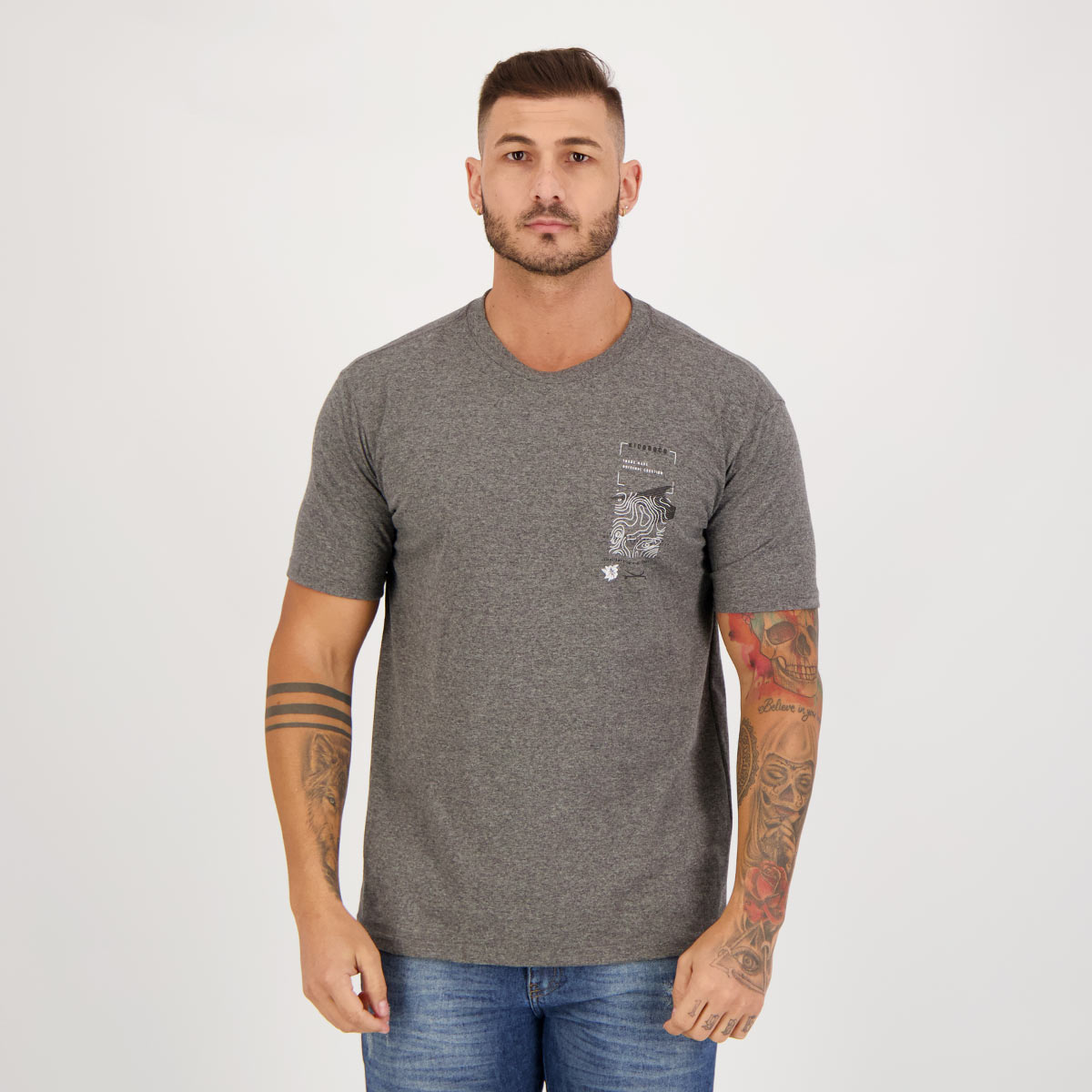 Camiseta Nicoboco Lenakel Cinza Mescla Escuro