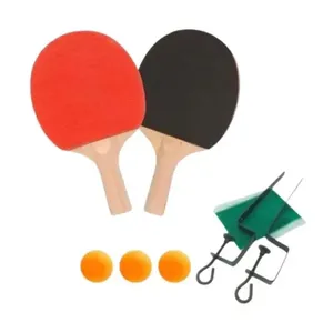 Kit Tênis de Mesa Ping Pong com 2 Raquetes, Rede e 3 Bolinhas para Jogos Recreativos com Cabo Anatômico DDG Toys Kit Tênis de Mesa Ping Pong com 2 Raquetes, Rede e 3 Bolinhas para Iniciantes DDG Toys