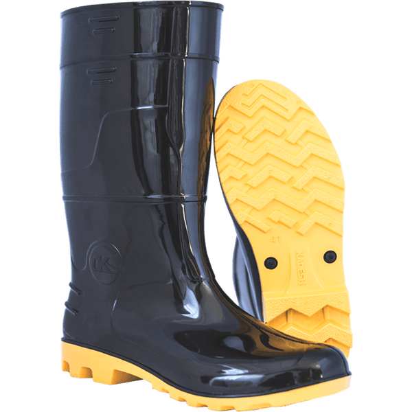 Bota PVC Cano Médio Preta e Amarela Número 44 - PA16307CF - KADESH
