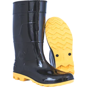 Bota PVC Cano Médio Preta e Amarela Número 37 - PA16307CF - KADESH