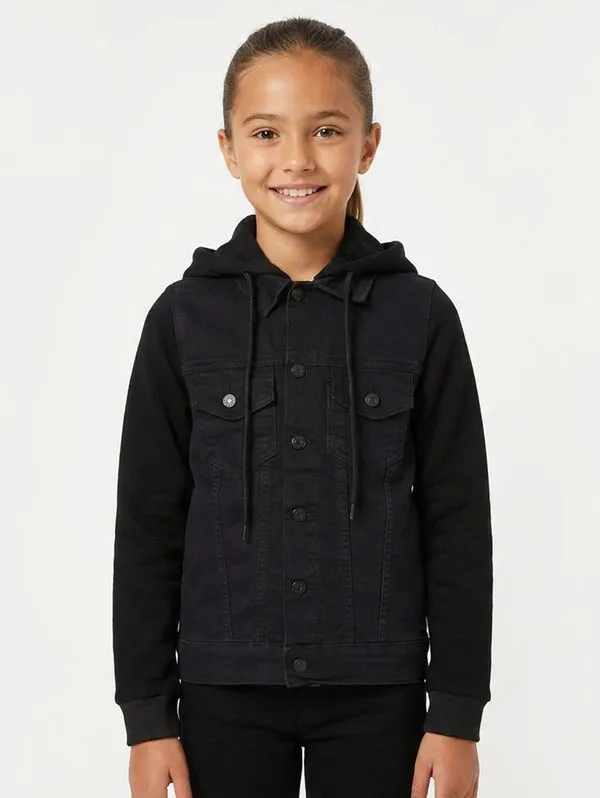 Jaqueta Jeans Juvenil Para Menina - PRETO 12