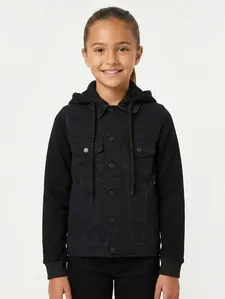 Jaqueta Jeans Juvenil Para Menina - PRETO 10
