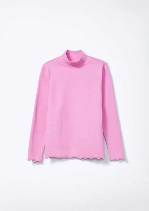 Blusa Básica Infantil Menina Manga Longa Com Gola Alta - Rosa 010