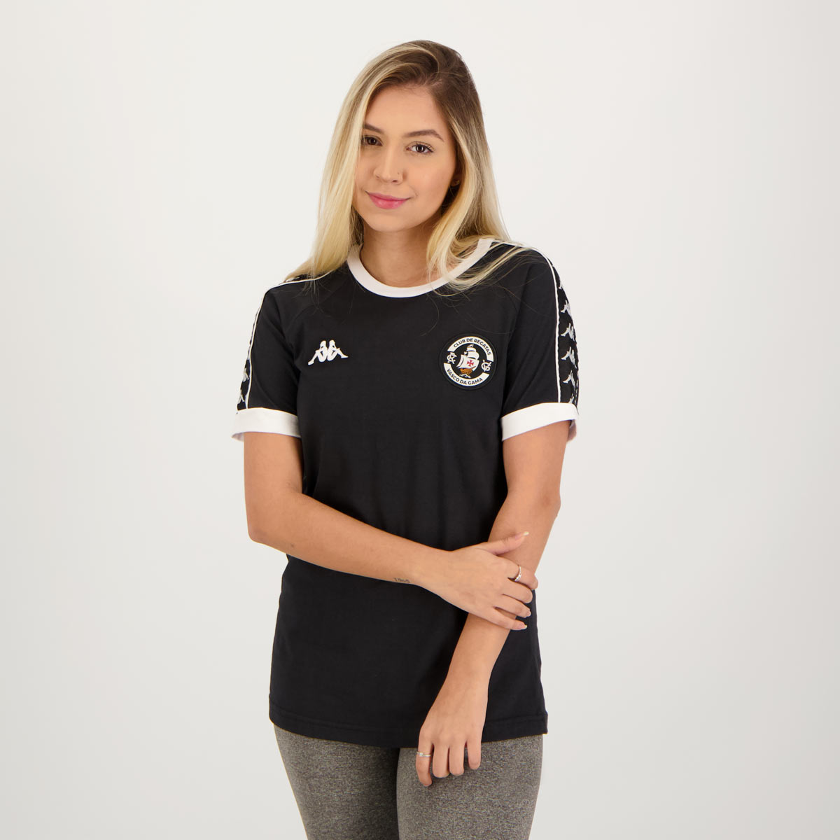 Camisa Kappa Vasco Viagem Comissão 2020 Feminina Preta