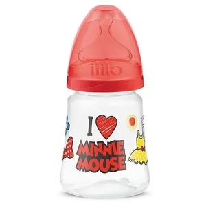 Mamadeira Transparente - 180Ml - Disney - Minnie Mouse - Vermelha - Lillo