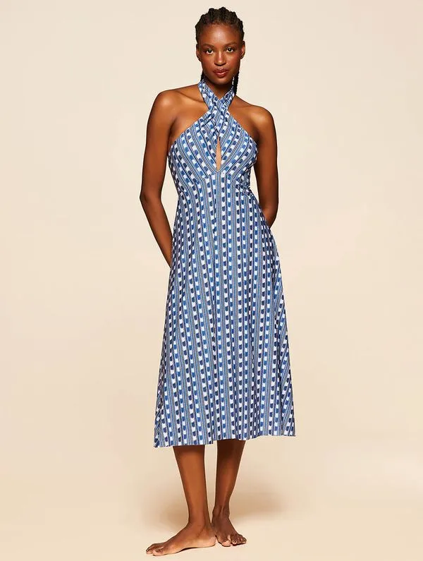 Vestido Midi Estampado Montevidéu AZUL P