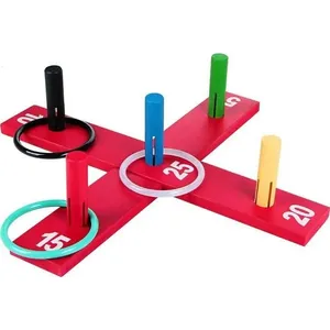 Brinquedo Pedagógico de Madeira Jogo de Argola Cruz 10 Peças com Coordenação Motora Carlu Brinquedos Jogo de Argola Cruz 10 Peças Pedagógico em MDF Carlu Brinquedos