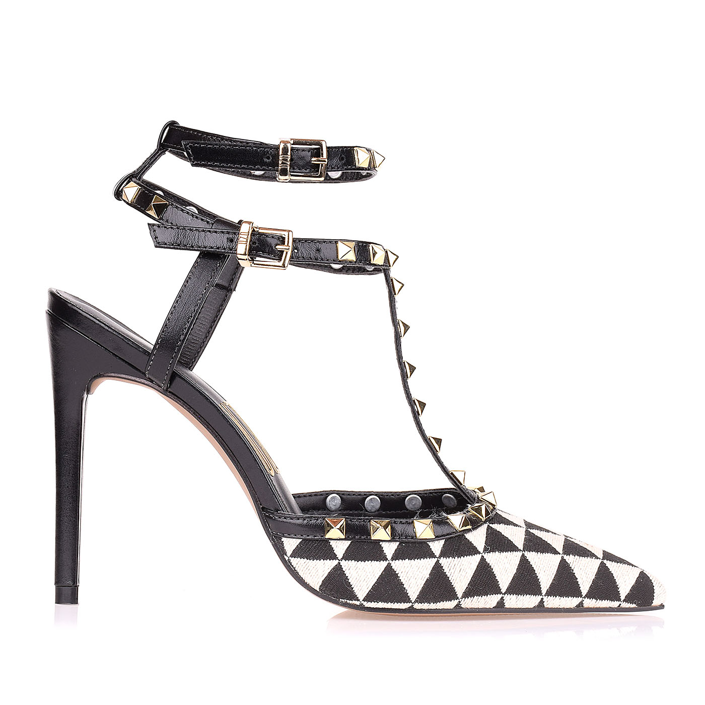 Slingback Salto Alto Triangle Preta