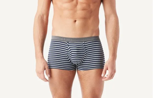 Boxers De Algodão Elástico Às Riscas Multicolores - Azul P