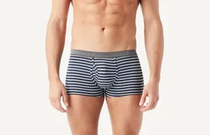 Boxers De Algodão Elástico Às Riscas Multicolores - Azul M