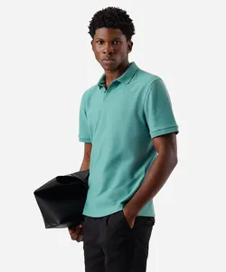 polo comfort masculina com algodão manga curta texturizada verde P