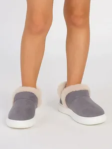 Pantufa Mini Pelúcia Juvenil Para Menina Flowfa - CINZA/BRANCO 27/28