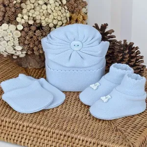 Kit Sapatos Luvas e Touca 1016 Azul - RN