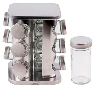 Conj Wellmix 12 Pe As Porta Condimentos Inox Com Suporte Girat Rio (Potes 100ml) (MP)