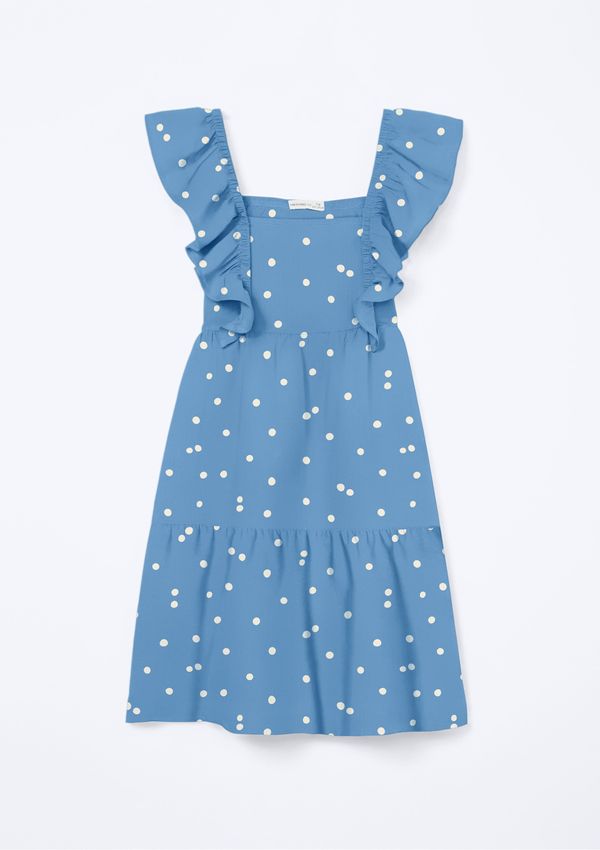 Vestido Infantil Curto Com Babados - Azul 008