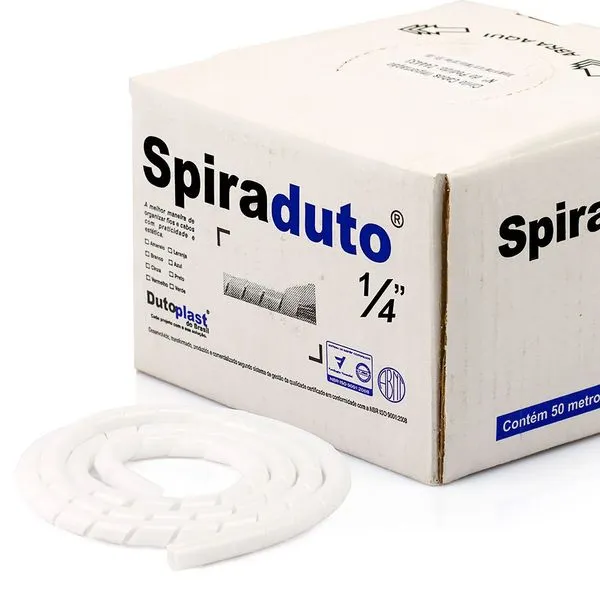 Organizador de Fios e Cabos Espiral 1/4 Branco 4 metros