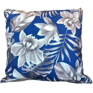 Almofada Marjom Fibra Siliconada Veludo Floral Azul 32340