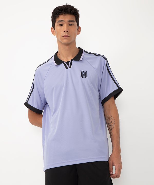 camiseta oversized gola polo esportiva lilás M