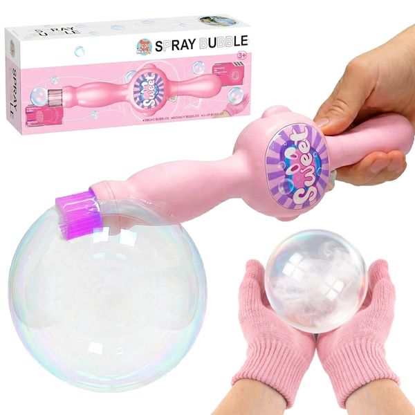 Super Máquina de Bolhas Mágica Resistente para Segurar na Mão Infantil com Luzes Som Rosa