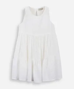 vestido infantil de viscose com recortes texturizado off white 3