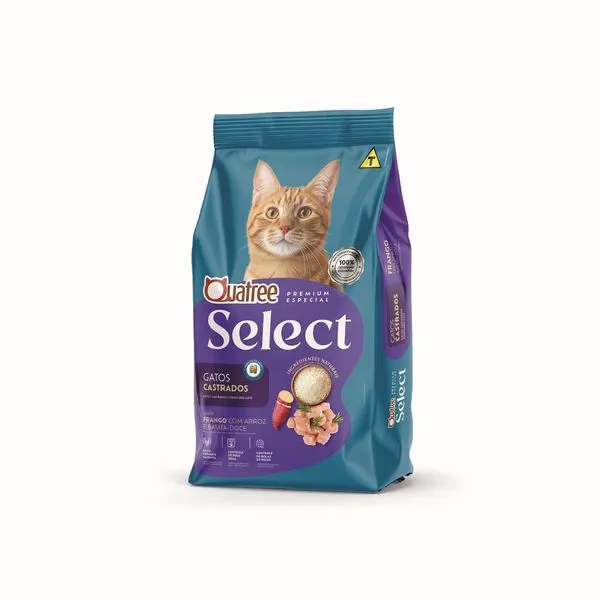 Ração Quatree Gatos Castrados Frango, Arroz e Batata Doce 1kg