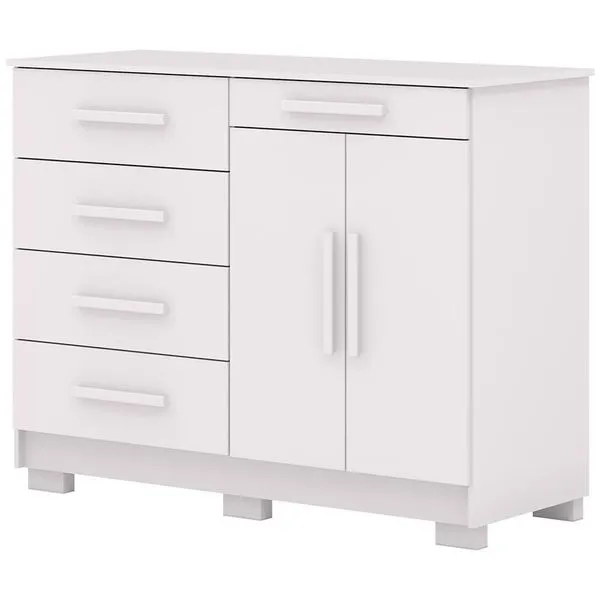 Cômoda Sapateira Para Quarto 2 Portas 5 Gavetas Biana V01 Branco - Lyam Decor
