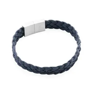 Pulseira Vicent de Couro Azul Claro Pulseira Vicent de Couro Azul M