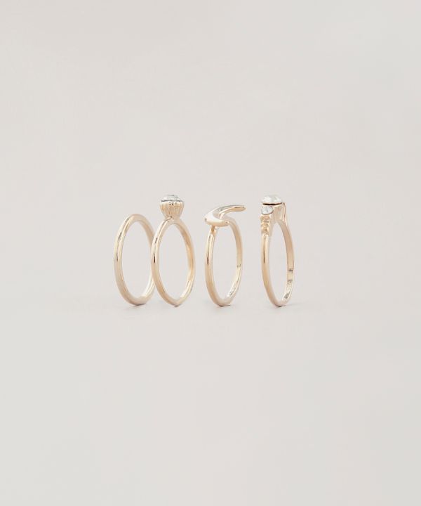 Kit de 4 Anéis Femininos Folheados Dourado G