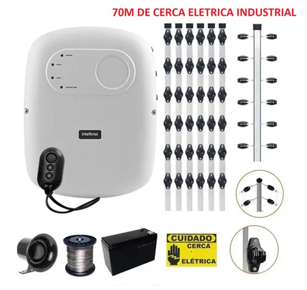 Kit Cerca Elétrica Intelbras Industrial 70 Metros Big Haste