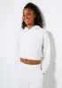 Blusão Esportivo Feminino Cropped Em Moletom - Off white P