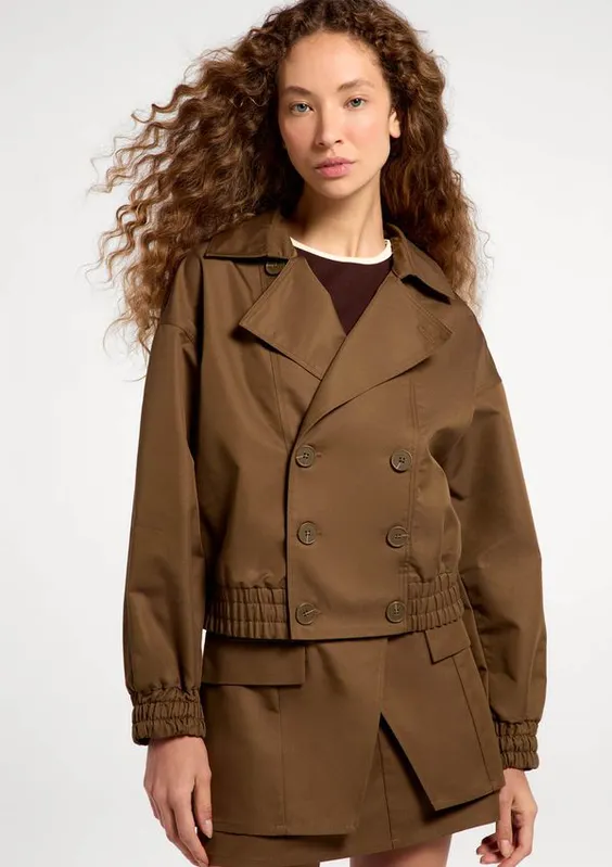 Casaco Trench Coat Feminino Box Empapelado - Marrom G