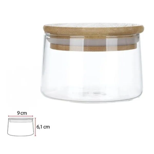 Pote De Vidro D&A Borossilicato Transparente Com Tampa De Bambu 300ml (MP)