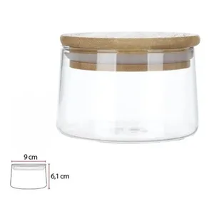 Pote De Vidro D&A Borossilicato Transparente Com Tampa De Bambu 300ml (MP)