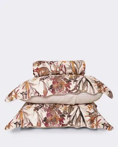 Kit Colcha Casal 3 Peças Plumagem Estampado Bege UN