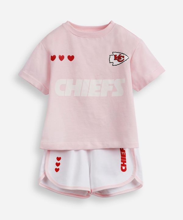 conjunto curto infantil de algodão kansas city nfl rosa 12