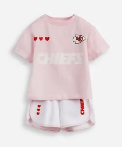 conjunto curto infantil de algodão kansas city nfl rosa 4
